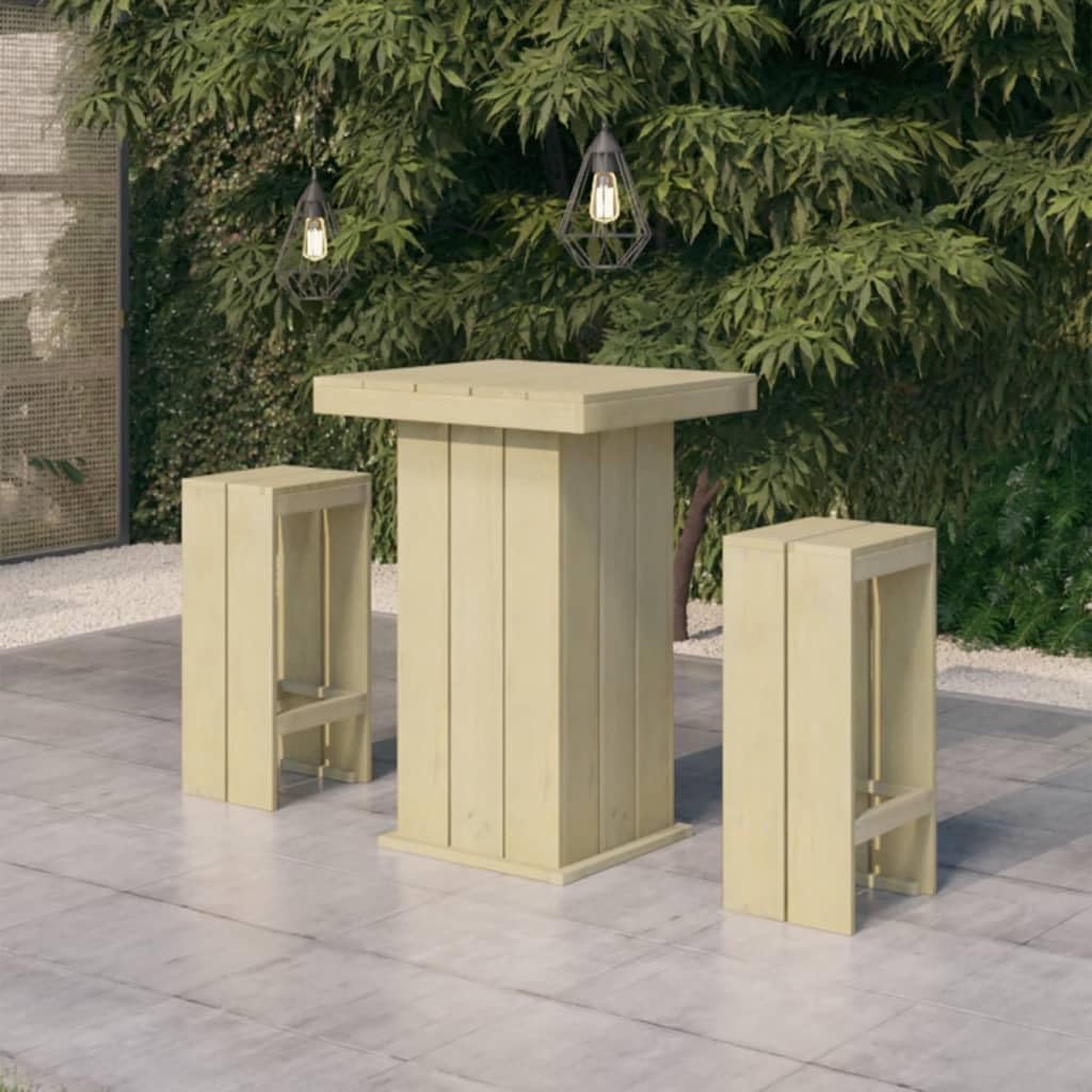 vidaXL Meubles de Bar de Jardin 3 pcs Bois de pin imprégné