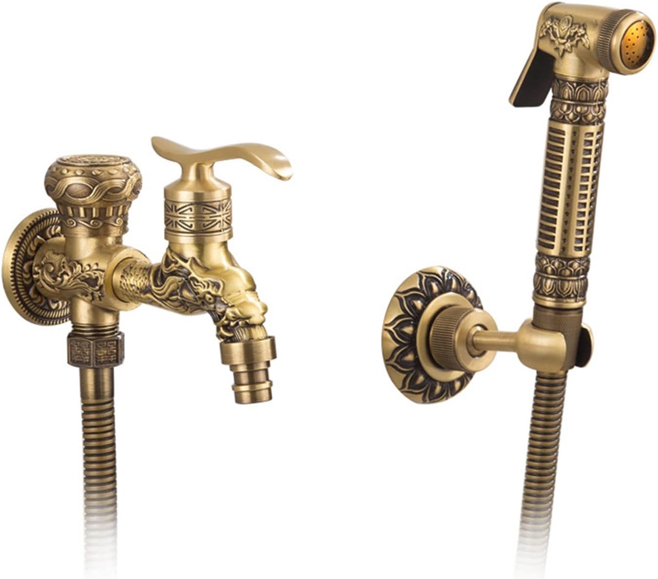 Handheld Bidet Sprayer for Toilet Brass Portable Baby Cloth Diaper Sprayer Bronzer Portable Bidet with Bidet Hose and Bracket, for Feminine Wash, Pet Washing,