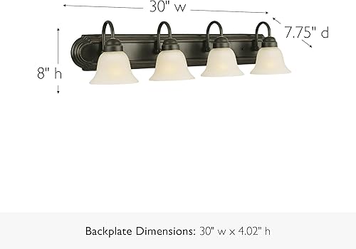 Miniatura 3 de Allante - Lámpara de tocador de 4 luces, acabado de bronce aceitado, pantallas de vidrio esmerilado, regulable, accesorio de pared de baño - Design