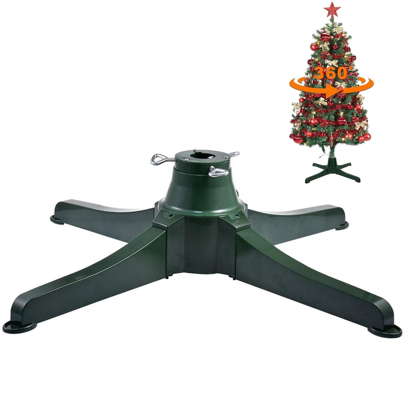360 ° soporte de árbol de Navidad giratorio, base giratoria eléctrica del árbol de Navidad, hasta 7.8ft/9.87ft y 80LBS árbol artificial, soporte de tornedor estable resistente para árbol de Navidad (6
