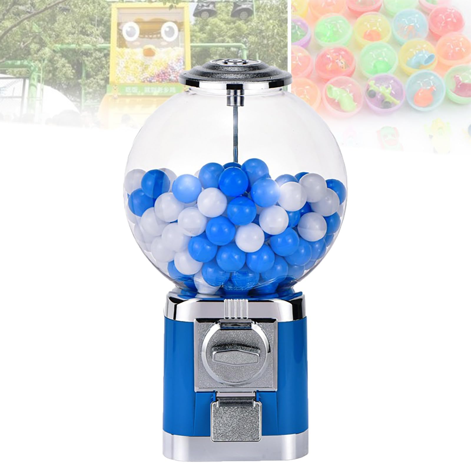 Kaugummiautomat, 260 1,26-Zoll-Kugeln oder Bonbons, große Kapazität, 18,1-Zoll-Bonbonautomat für Einzelhandelsgeschäfte, Vergnügungsparks, Verbrauchermärkte, Parks, Spielhallen,Blue