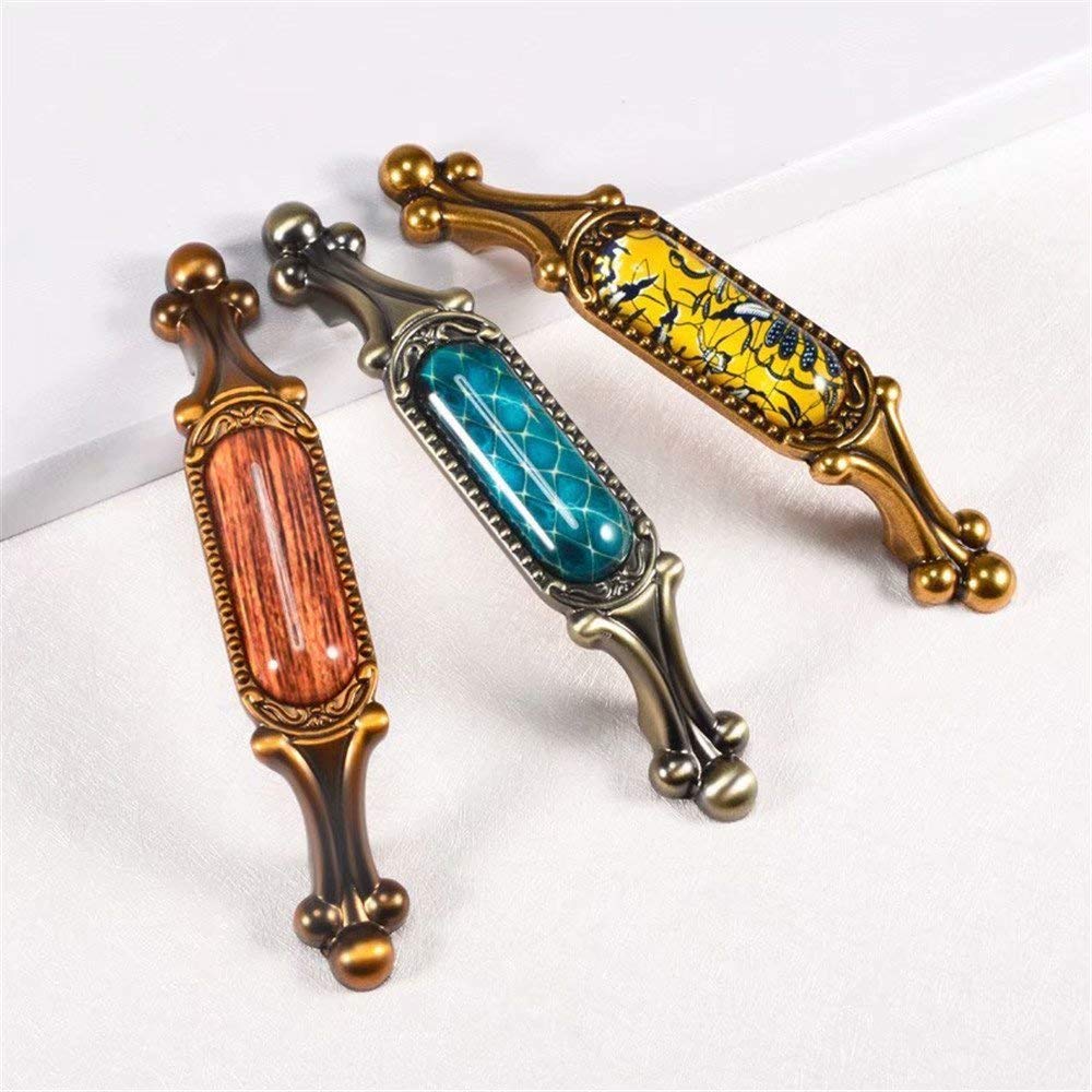 10 Stück Luxus-Vintage-Möbelgriffe, Elegante Bronze, Küchenschrankknöpfe und Griffe, Kleiderschrank, Türgriff, Schubladengriffe (Lochabstand 96 mm) (Farbe EIN Lochabstand 128 mm)