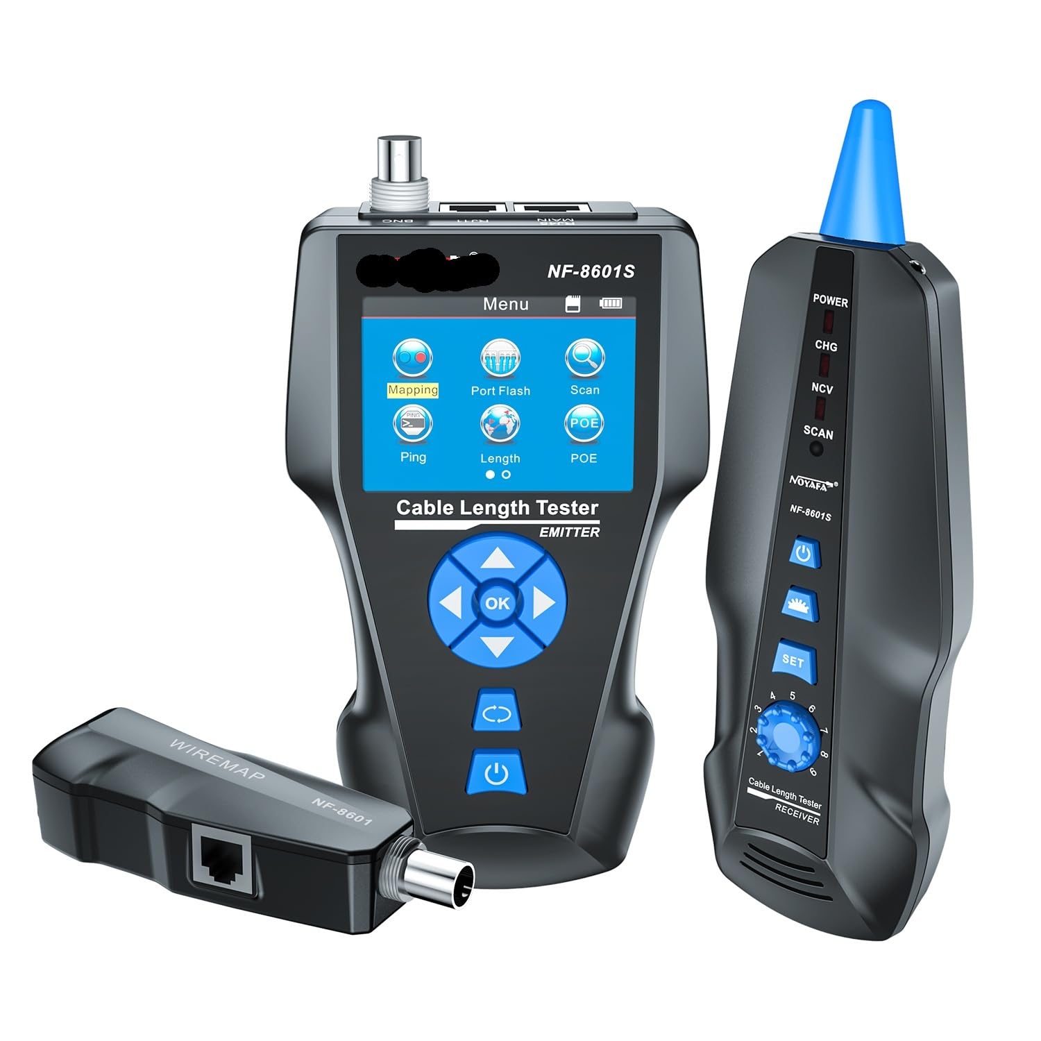 Tester for cavi NF-8601S, localizzatore di rete con funzione PoE/PING, tester misura LAN, mappatura