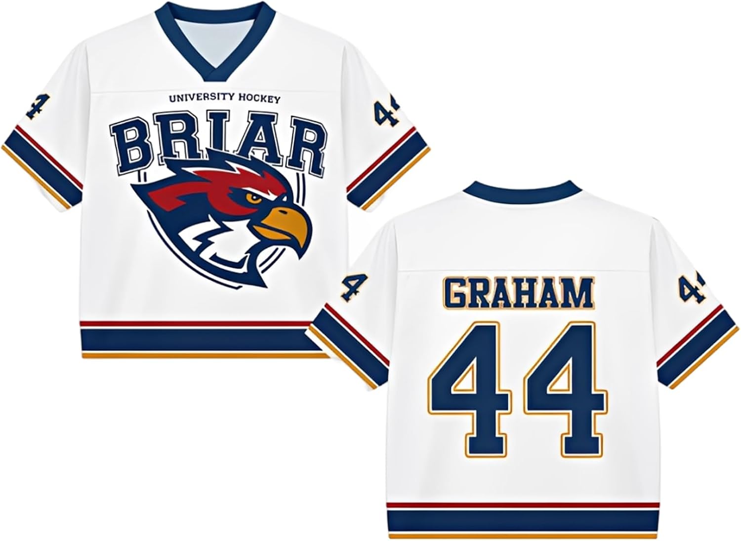 Off Campus Short Sleeve Cropped Jersey Shirt Graham 44 & Logan 22 & Tucker 46 & Di Laurentis 66 Hockey Shirt, S-3XL