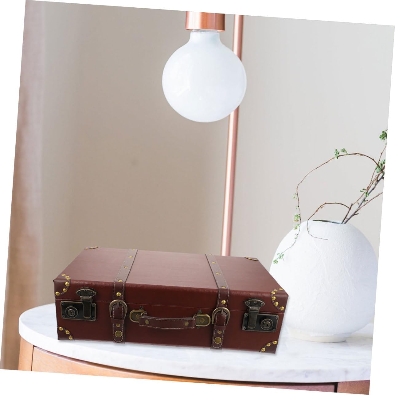 IMIKEYA Vintage Style Multi-functional Storage Suitcase Box Old-fashioned Home Decor Antique Design for Organization and Photography Props Portable Decorative Chest Small Brown