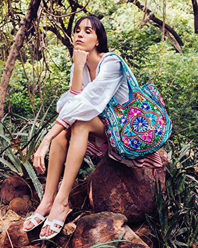 Bolsa Tote bordada con espejo y elefante estilo boho hippie miniatura 2