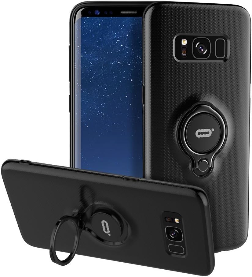 Samsung Galaxy S8 Plus Case with Ring Holder Kickstand Function, 360 Degree Rotating Ring Holder Grip Case for Samsung S8 Plus, Ultra Slim Thin Hard Cover for Samsung S8+ (Black)