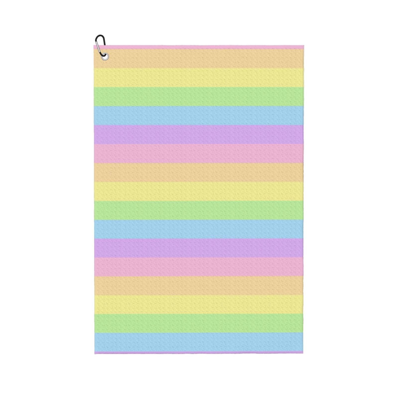 Hnnkloy Pastel Rainbow Striped, 16x24 in Portable Waffle Golf Towels with Carabiner Clip for Golf Bag