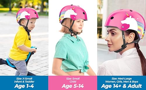 Noggn Bike Helmet For Kids, Girls And Boys | Rainbow Unicorn | Small For Child 5-14 | Bicycle, Scooter, Skateboard Helmet (Pink, Small) #TOP7