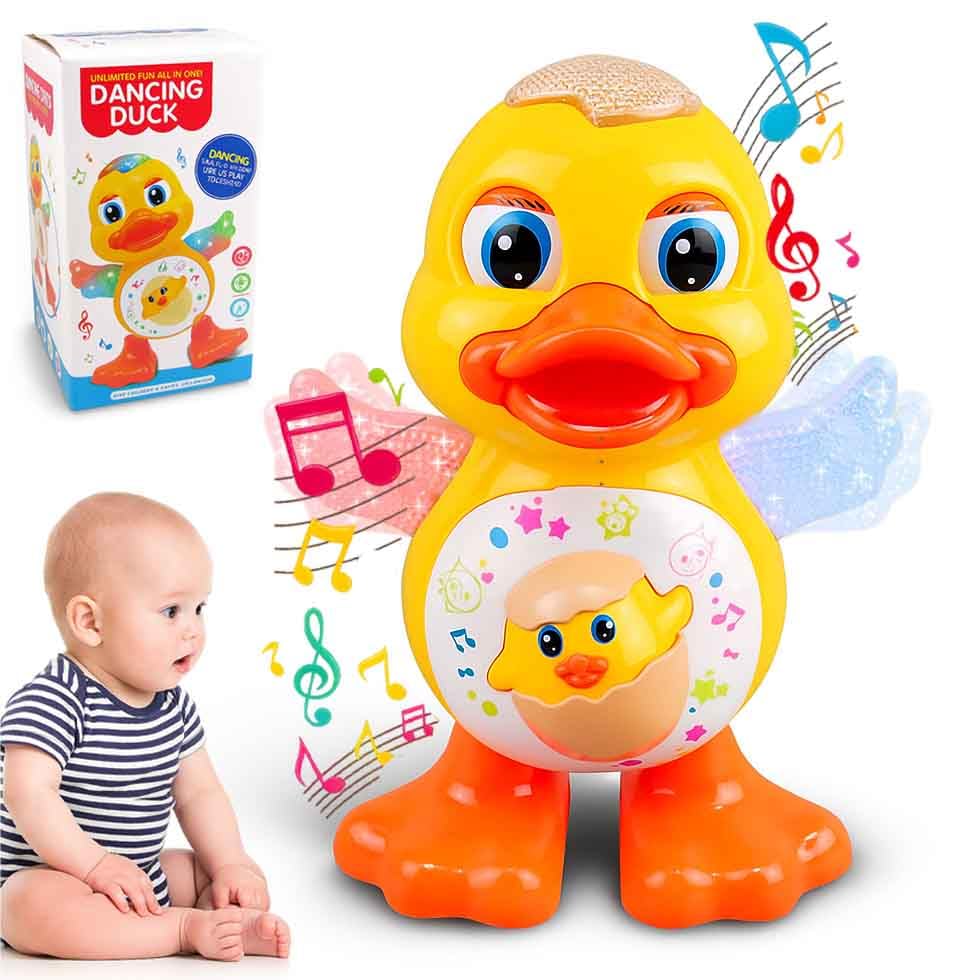 Dancing Duck Toy Musical Waddling Duck with Flapping Wings and LED Effects