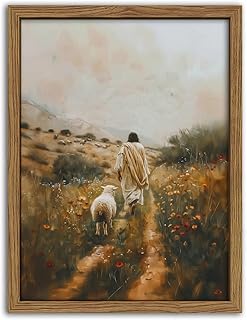 Jesus Leaves the 99 Sheep Canvas Wall Art Christian Wall Decor Picture J...