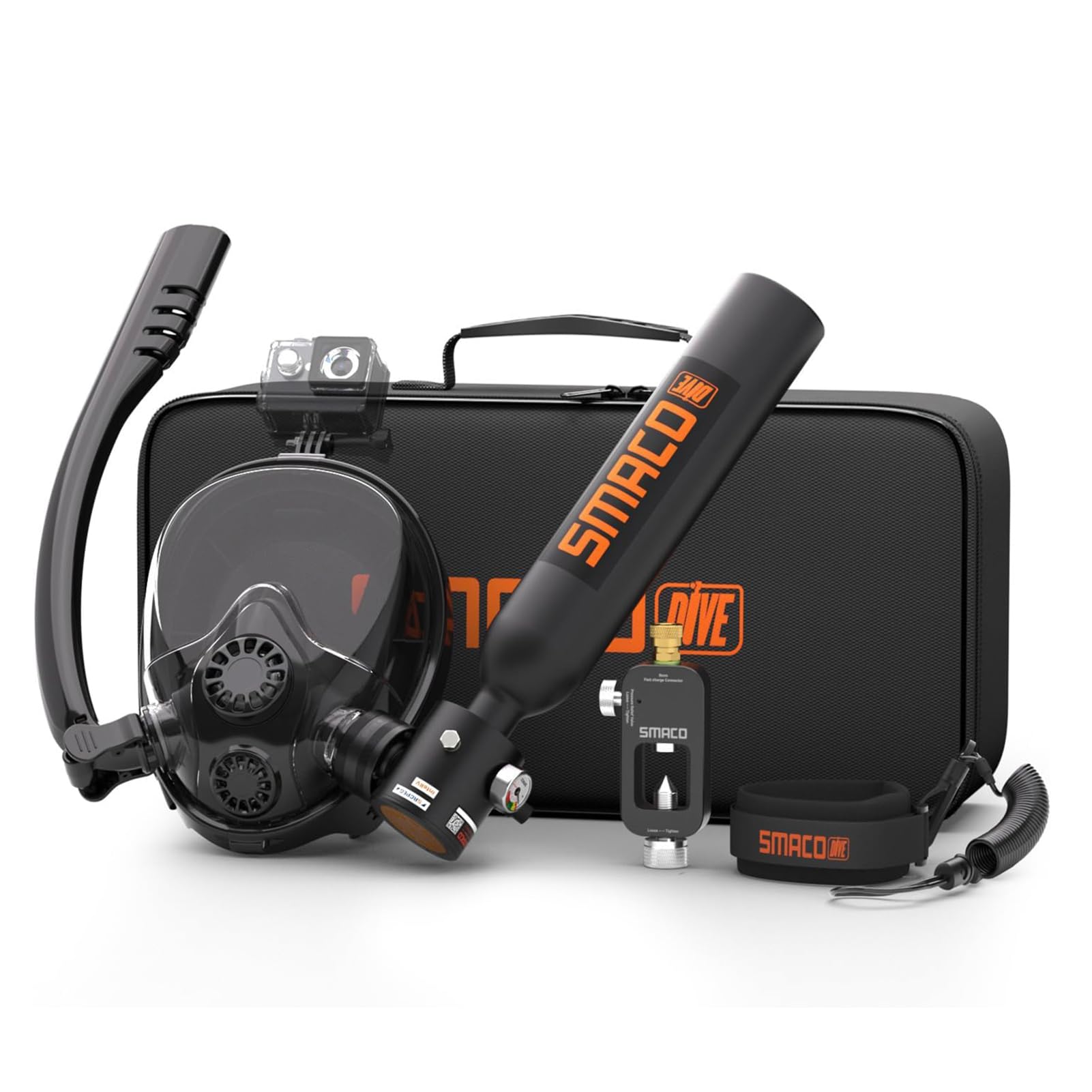 SMACOScuba Tank with Sub-Mask Mini Scuba Tank 0.5L Provide About 6 Minutes Underwater Breath Within 30ft Diving Depth, Small Scuba Tank Diving Tanks for Shallow Water Diving