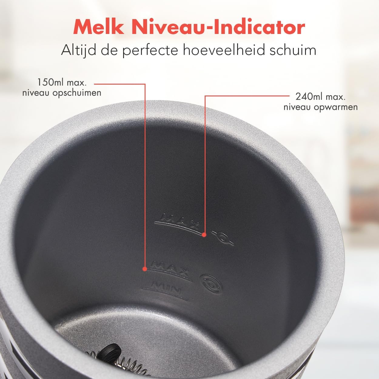 Close-up of the control button on the milk frother, showing icons for different frothing and warming modes.