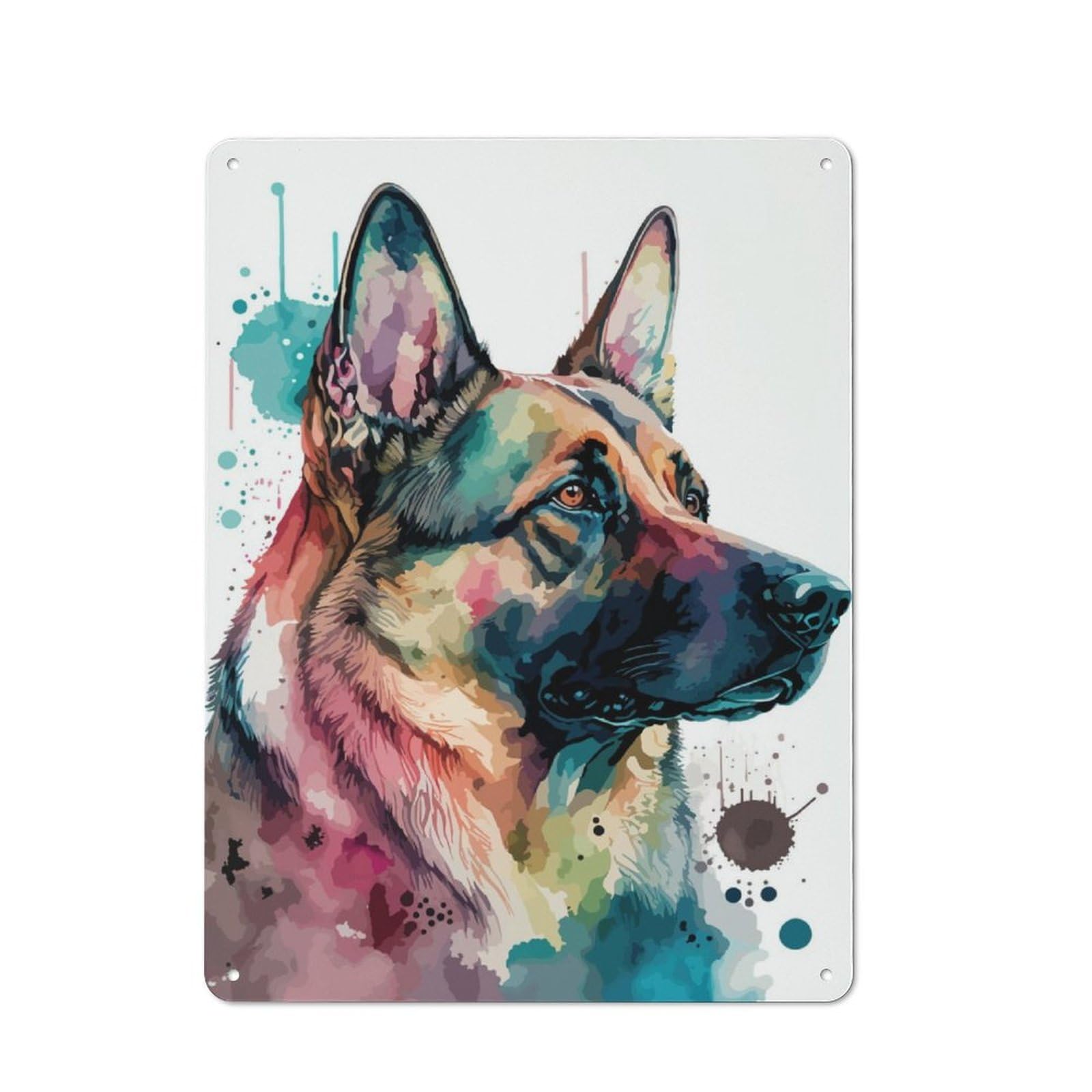 Junmoney Shepherd Watercolor Rustic Tin Wall Plaque 40X30cm For Home Office Or Studio, For Garage, Workshop And Man Cave Decoration