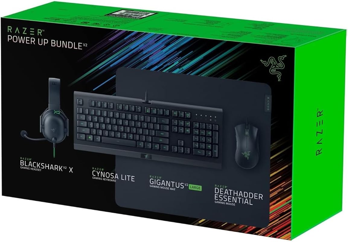 Power Up Bundle V2 - US Layout (Cynosa Lite, Gigantus V2 Large, DeathAdder Essential, BlackShark V2 X)