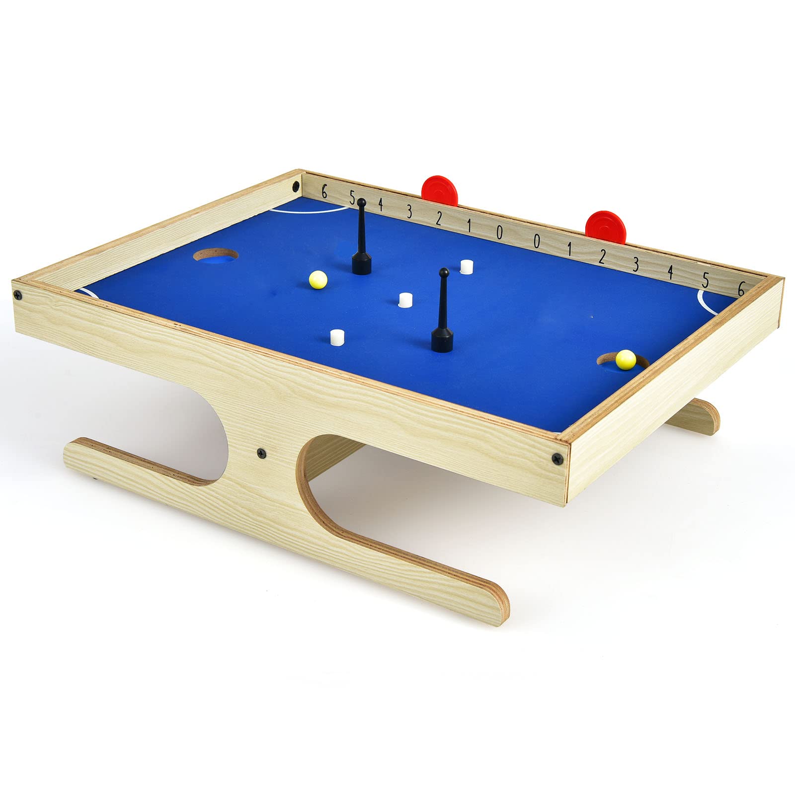GOPLUS Jeu de Société Magnétique pour 2 Personnes, Mini Baby-Foot avec 2 Poignées, 2 Balles & Marqueur Manuel, Jeu d'Adresse pour Enfants, Adultes, Famille & Fêtes, 45x33,5x14 cm