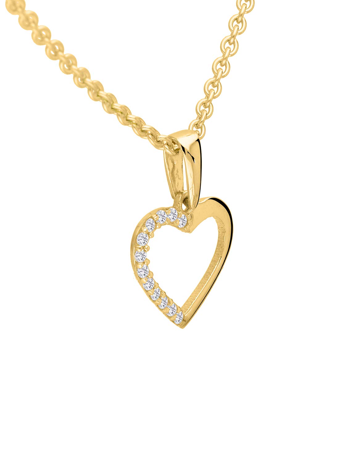 My Gold Cadena con colgante de corazón para mujer, oro amarillo auténtico 375/750 (9/18 quilates), circonitas, forma de corazón, 15 mm x 12 mm, collar de 45 cm, juego de Sarah, Mittelgroß, Oro 375