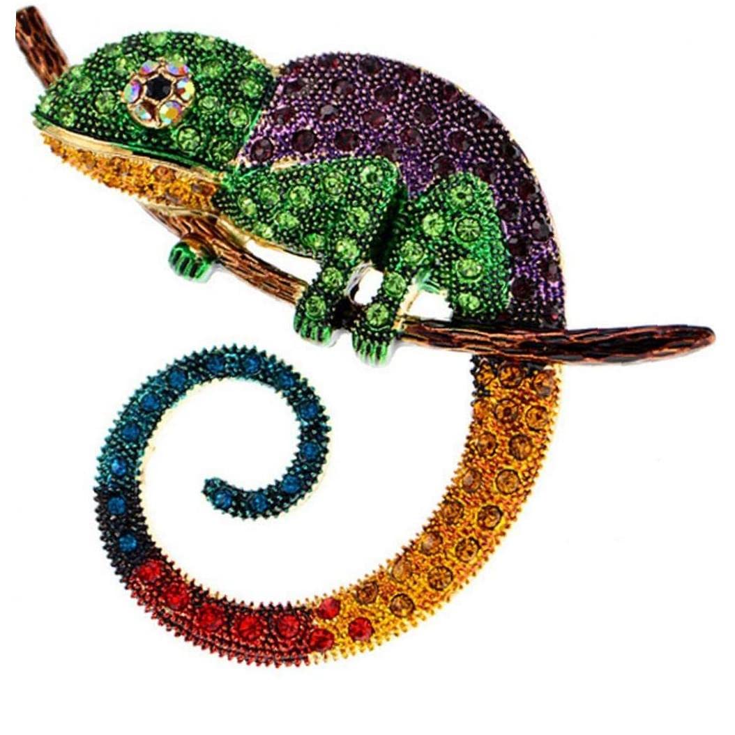 Pinicecore Large Lizard Brooch Animal Coat Pin Rhinestone Fashion Jewelry Accessories Ornaments