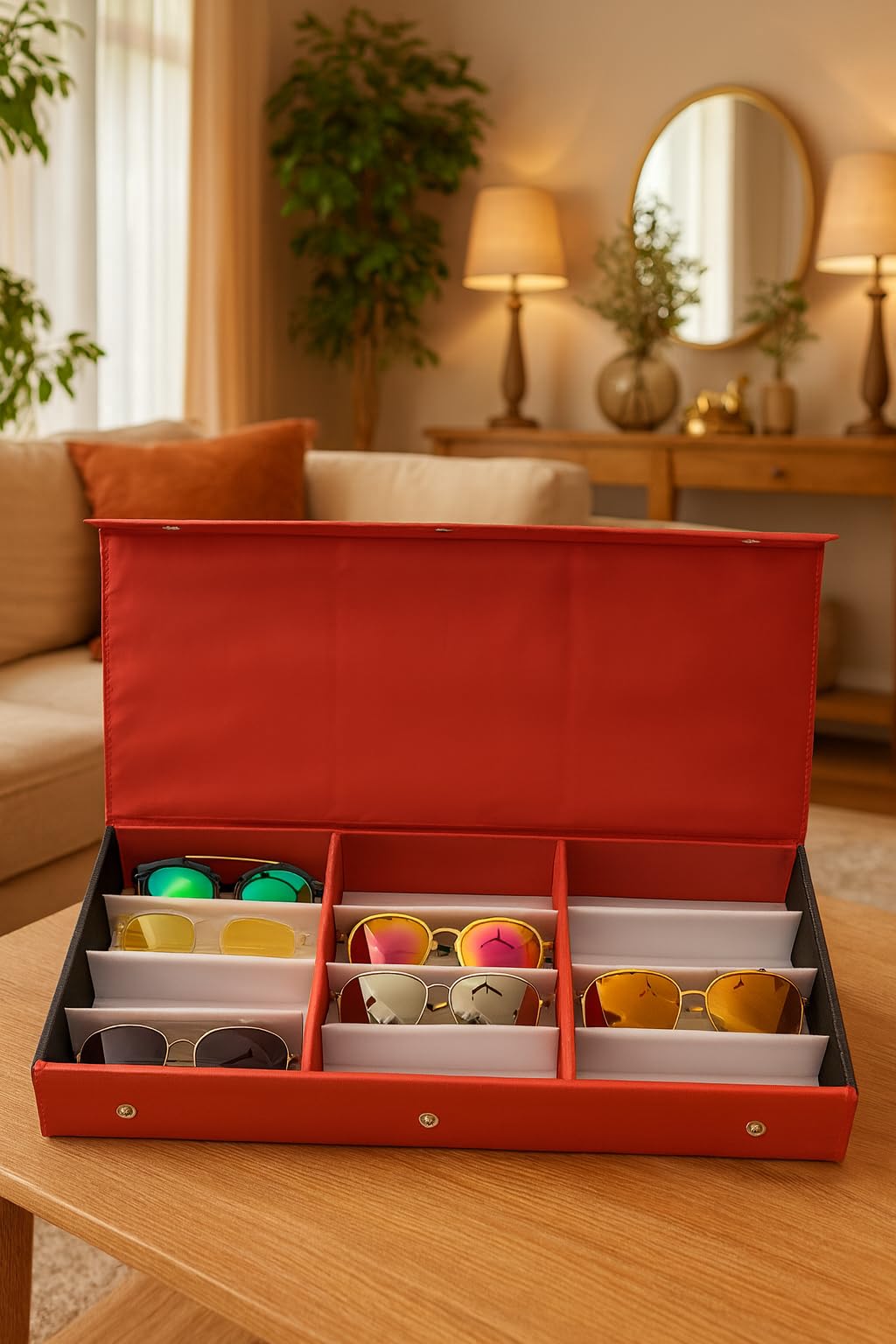 Proniks Sunglass,Goggles and Eyewear storage Box case cover organizer compartment with 12pcs storage capacity (make in india) 3