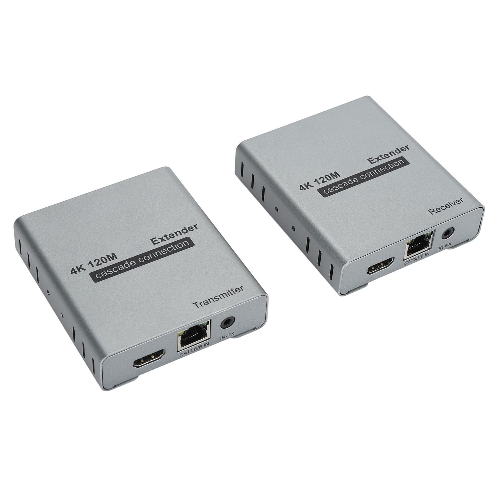 Annadue Extensor HDMI 4K, Extensor Amplificador de Señal HD 4K 120M, Extensor en Cascada RJ45 Ethernet LAN CAT5e Cat6 Cable HDMI (Enchufe de la UE)