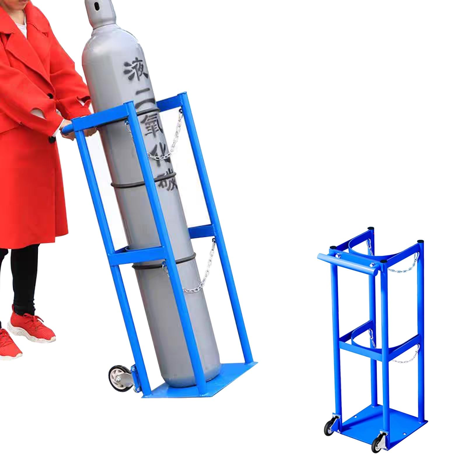 GHHVFEC Oxygen cylinder rack,Movable Steel Oxygen Tank Holder with Wheels - Portable Canister Cart for Oxygen, Nitrogen, Argon, Helium Cylinders - Heavy-Duty Rollator Handcart (Capacity 1)