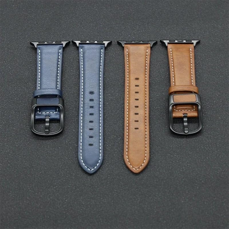 Image of Vintage Leather Compatible Apple Leather Watch Bands for Apple Watch Ultra /Ultra 2 49mm 45mm 44mm 42mm Metal Connector Strap for iWatch Series SE 9 8 7 6 5 4 3