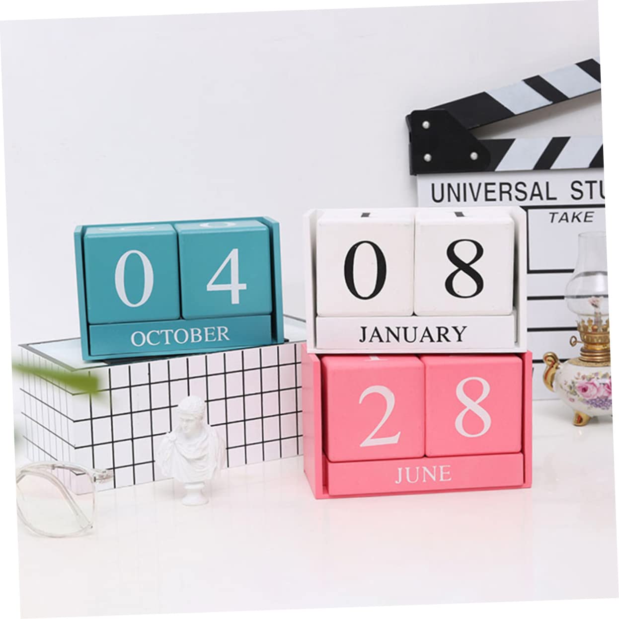 STOBOK 2stücke Kalender Tischkalender Für Büro Und Zuhause Dekorative Tischdeko Im Rustikalen Stil Immerwährender Blockkalender Seitigen Monatsbuchstaben Für Schreibtisch Und