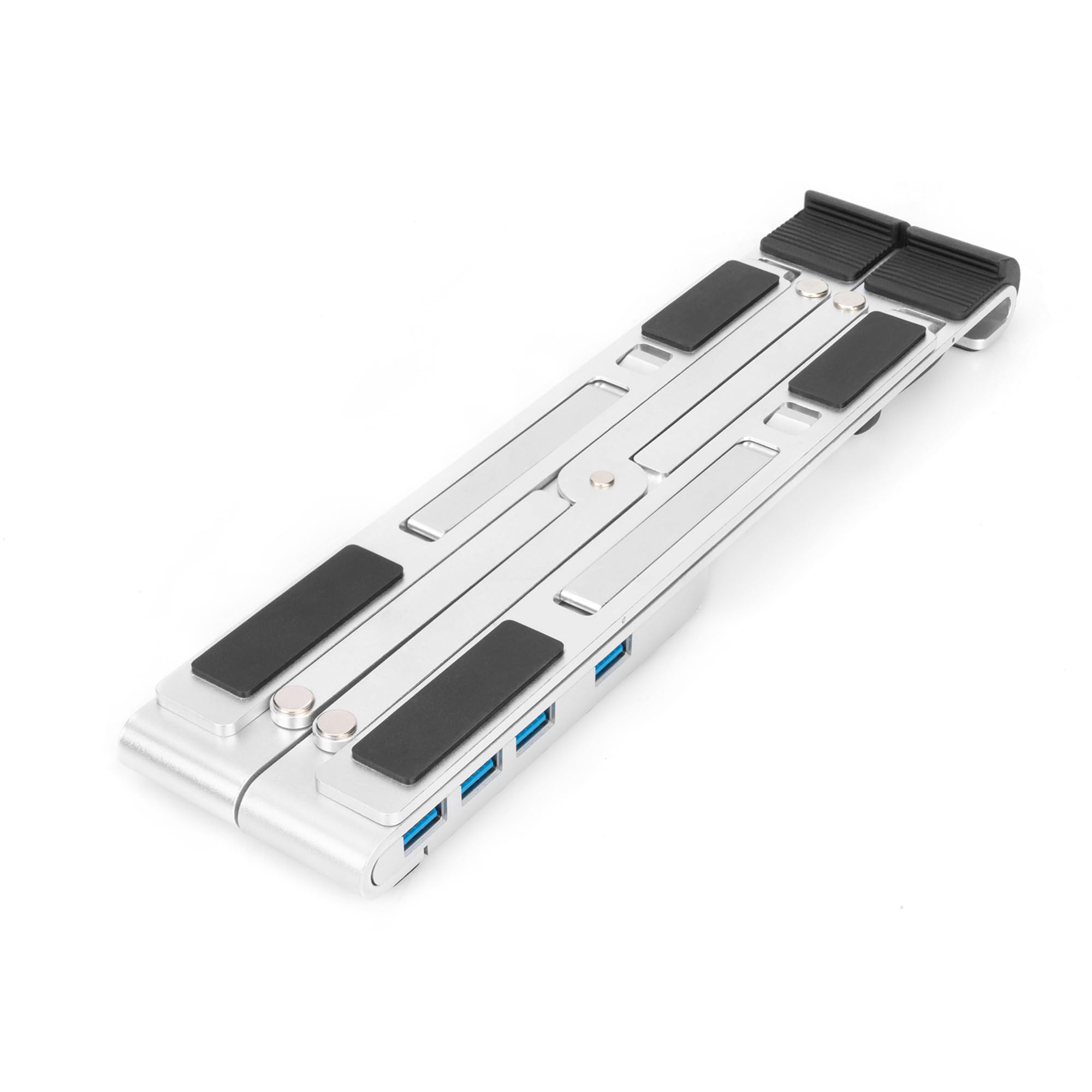 DIGITUS supporto per notebook con hub USB-C integrato - per laptop da 10-17" - angolo di inclinazione regolabile - 4x porte USB-A 3.2 Gen1-1x porta USB-C 3.2 Gen1-5 Gbit/s - Power Delivery 3.0