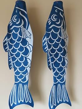 藍染め鯉のぼり　<中単体> 名入れあり　手染め　淡色 藍染め鯉のぼり <中単体> 名入れあり 手染め 淡色 藍染め