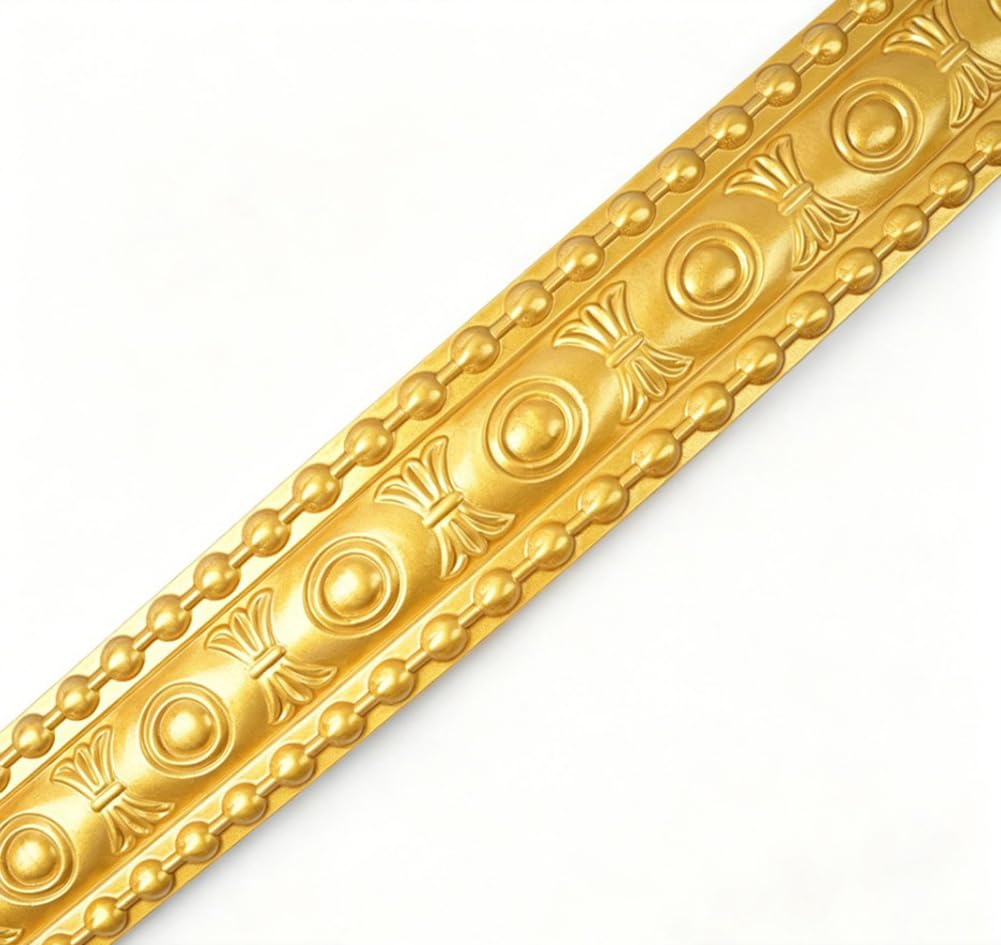 Tmapruvg Gold2 - 5.5Cm Wide 5.5Cm*3M Gold Flexible Molding Trim Wall Edging Line,Self Adhesive Peel And Stick Molding Ceiling Trim,Decorative Mirror Frame For Home Decor
