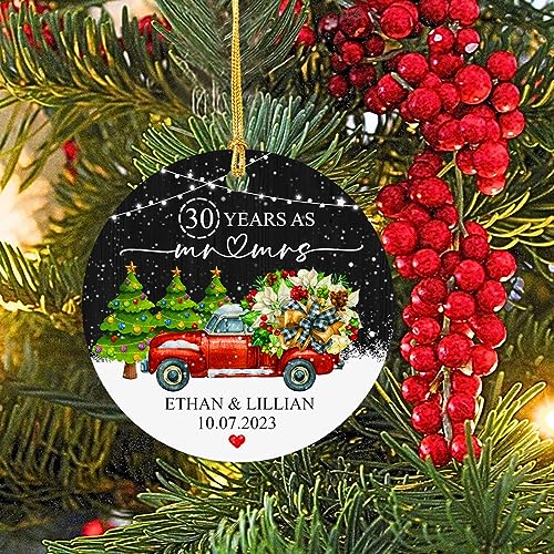 Bigtees BTG018AORN-DS13 30Th Wedding Anniversary Ornament, 30 Years As Mr & Mrs Anniversary Couple Gifts For Her, Couple, Him, Parents, 30 Year As Mr And Mrs Christmas Ornament 2024 thumb #5