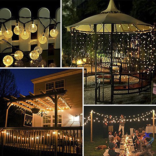 ALOVECO Solar String Lights Outdoor, 25ft 40 LED Crystal Ball Waterproof String Lights Solar Powered Fairy Lighting for Garden Home Landscape Holiday Decoration