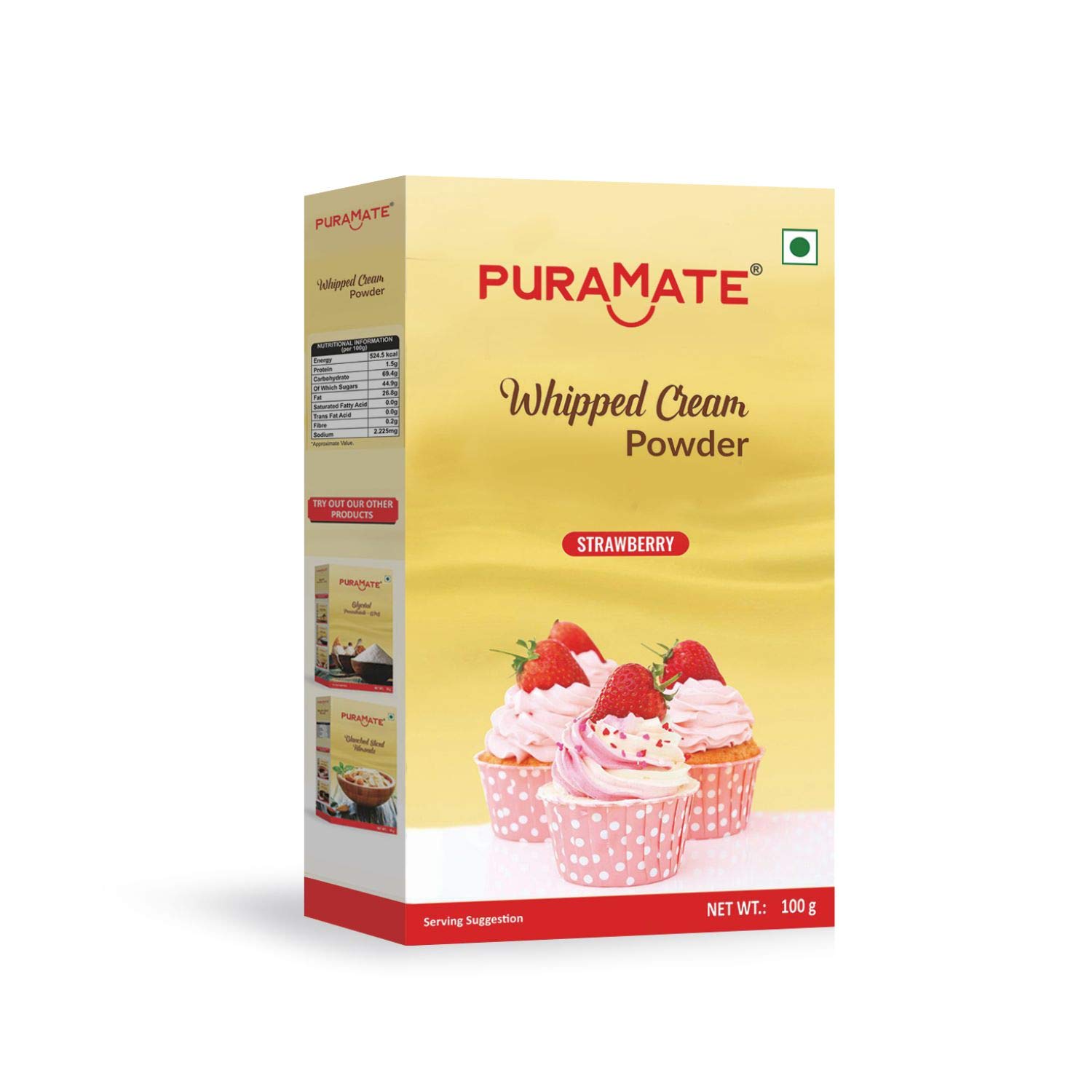 Puramate Whipped Cream Powder Strawberry, 100 Gm Amazon.in Grocery