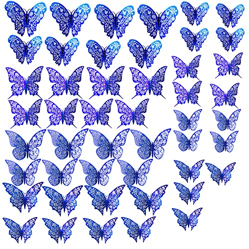 Mariposas Decorativas 3D, 48 Piezas Mariposas Decorativas Pared Murales, Extraíbles Mariposa 3D, Adornos de Mariposas 3D Pegatinas, Adecuado para Bodas, Fiestas, Baños, Salas de Estar Cover