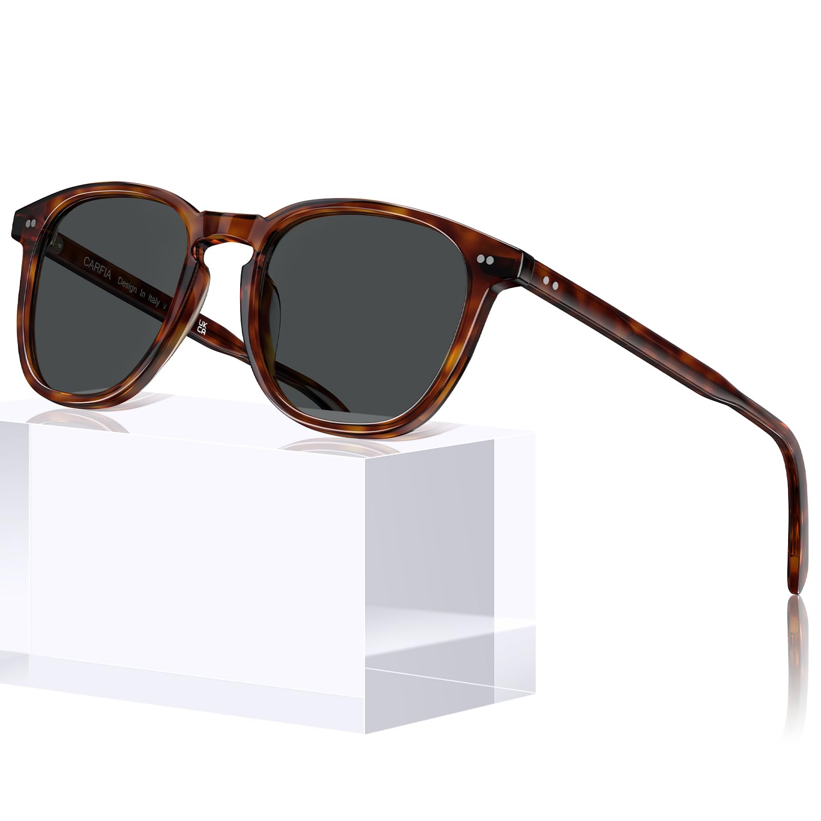 CARFIA Retro Acetat Polarisierte Sonnenbrille Herren UV400 Schutz Handgefertigter Rahmen Ergonomisches Design CA5285L