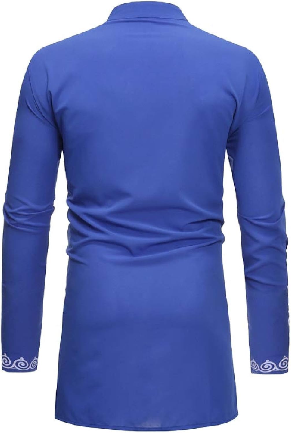 HEFASDM Men's Long Sleeve African Dashiki Traditional Gold Print Button Down Shirts - Image 2