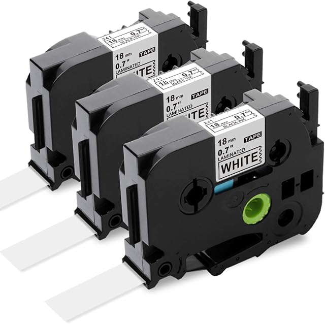 Upwinning Compatible Label Tape Replacement for Brother P-Touch Tape TZe-241 AZe-241 TZe241 18mm x 8m Laminated Label Black on White Work with Brother P-Touch Label Maker 1830 2030 2100 2430, 3-Pack