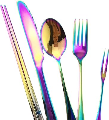 Loopki Rainbow Stainless Steel Flatware Serving Set – Cake Server, Fork, Spoon, Butter Knife - View #11