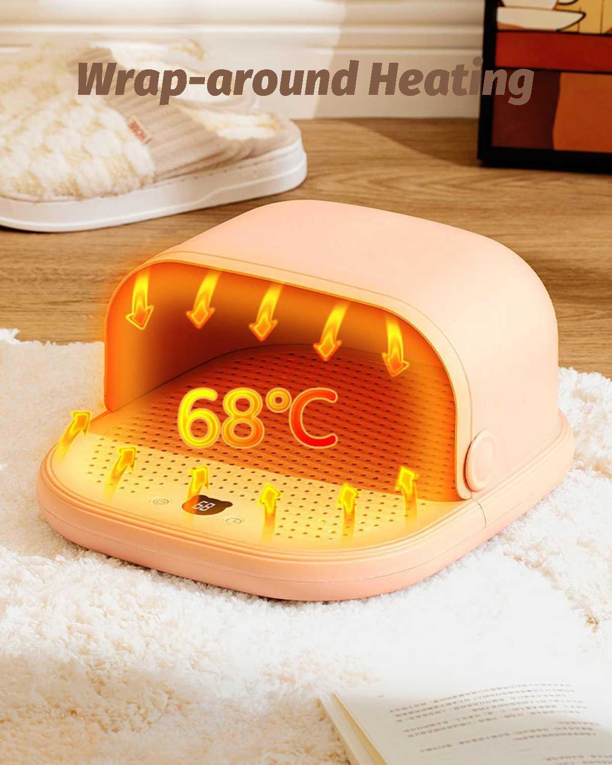 Scaldapiedi Elettrico Scaldapiedi Elettrico in grafene Scaldapiedi Elettrico per Piedi con 5 impostazioni di Calore, Scaldapiedi elettrici riscaldati con Timer da 2 a 8 Ore per Let