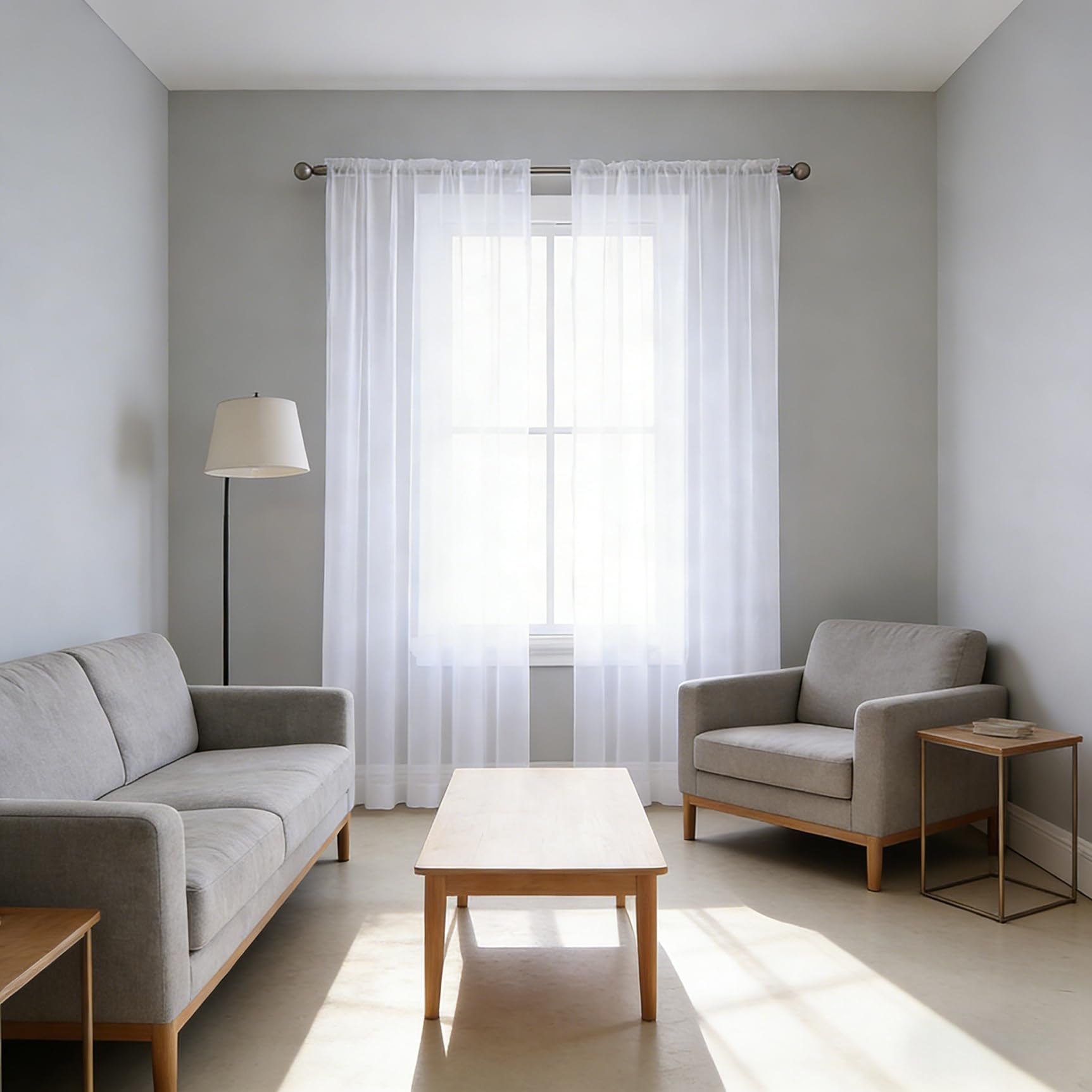 Cortina translúcida moderna blanca de 146x100 cm para ventanas de cocina y dormitorio