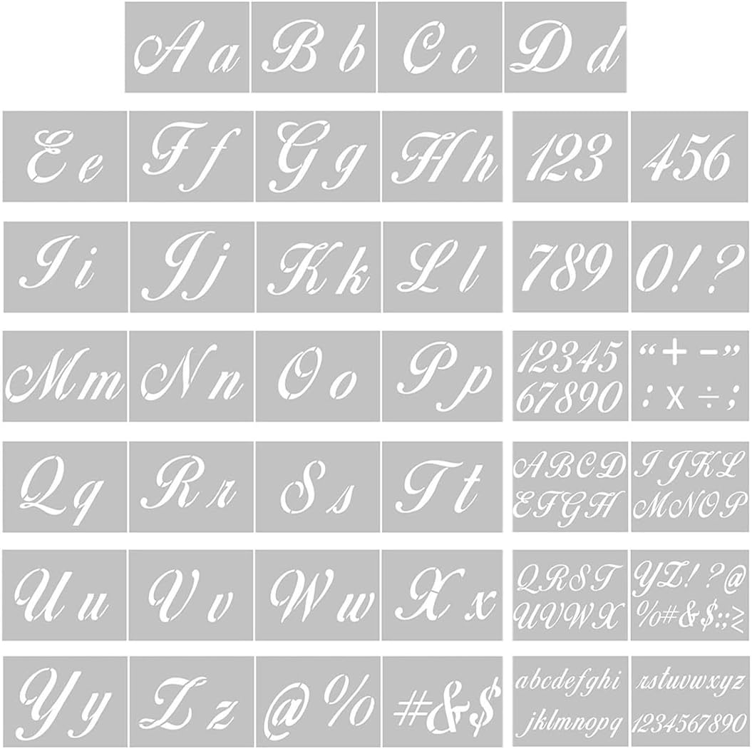 4Pcs Pochoir Chiffre et Lettre, Pochoir Alphabet Réutilisable en Plastique Pochoir à Dessin Semi-Transparent Règle pour Enfants - Beaux-Arts et Loisirs créatifs