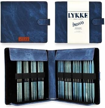 Lykke Double Pointed Needles Gift Sets Large US 6-13 Set in Indigo Denim Pouch