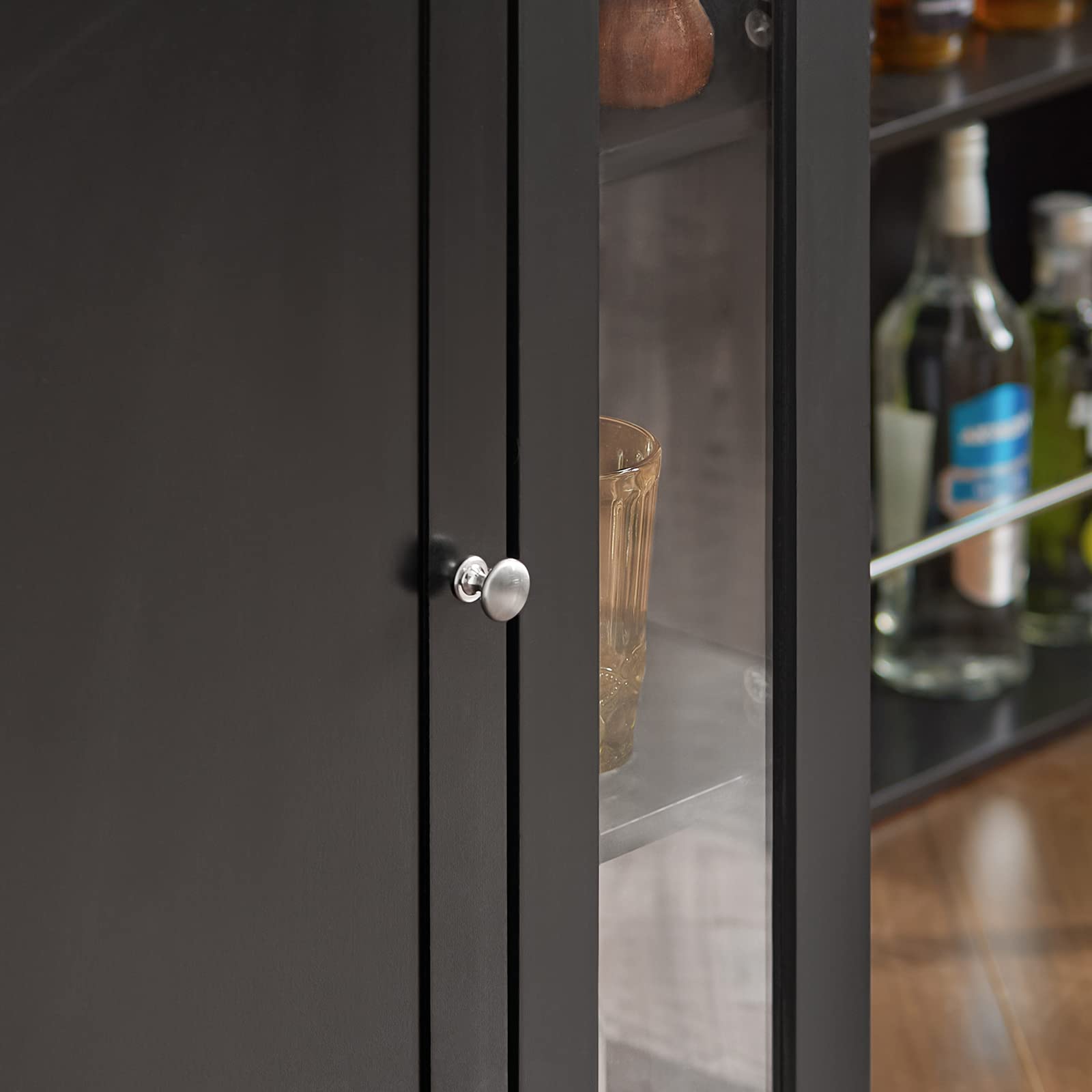 SoBuy Desserte Cuisine à roulettes avec étagère latérale 60 × 40 × 90 cm | Meuble cuisine avec placard et 2 étagères réglables sur 6 hauteurs, en MDF (E1) et verre, pour la salle à manger, FKW75-SCH