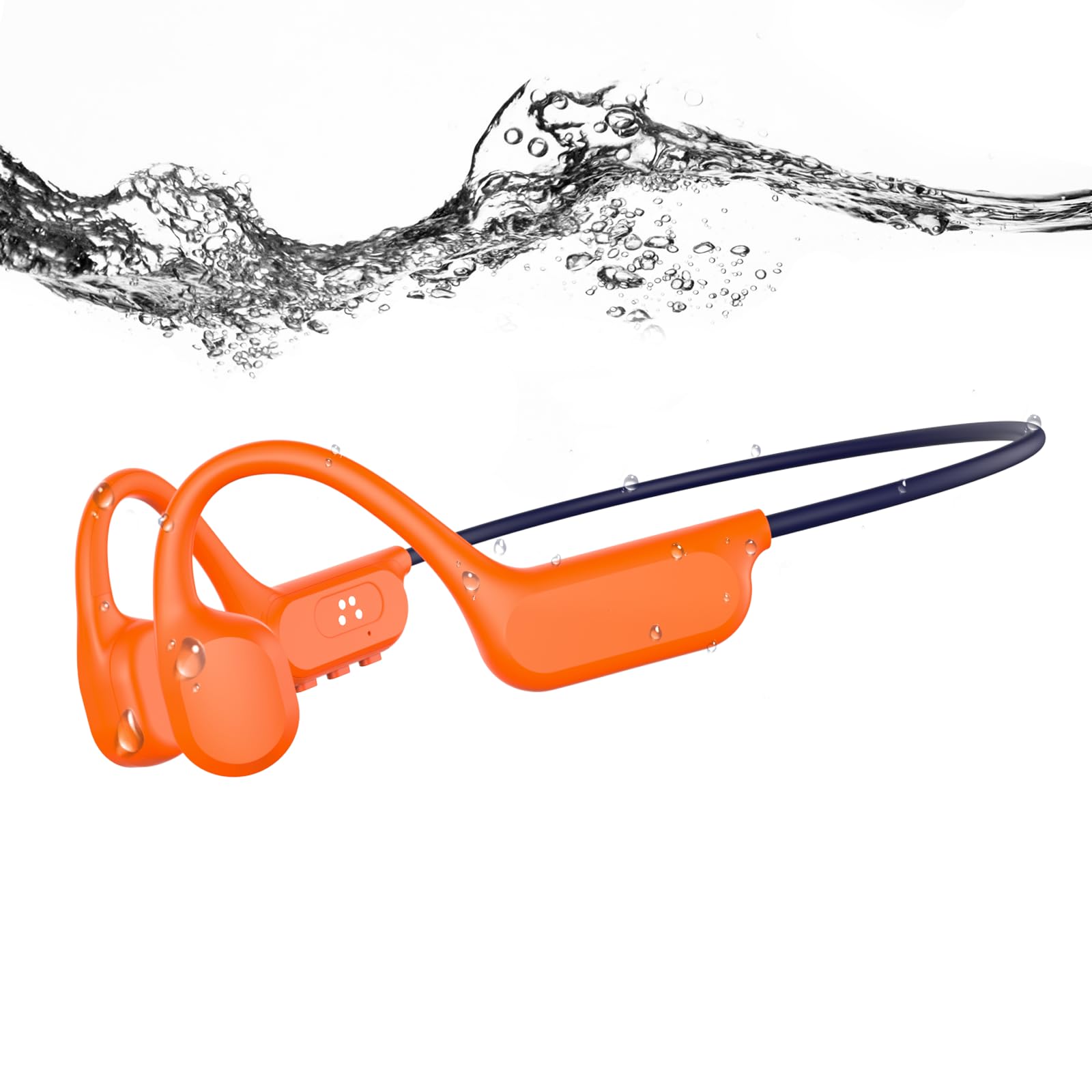 esonstyle Kopfhörer Schwimmen Bluetooth 6.2 - IP68 wasserdichte, Knochenschall Kopfhörer mit 8GB Speicher MP3-Player, Unterwasser Sport-Kopfhörer für Schwimmen, Laufen, Fahrrad, Orange