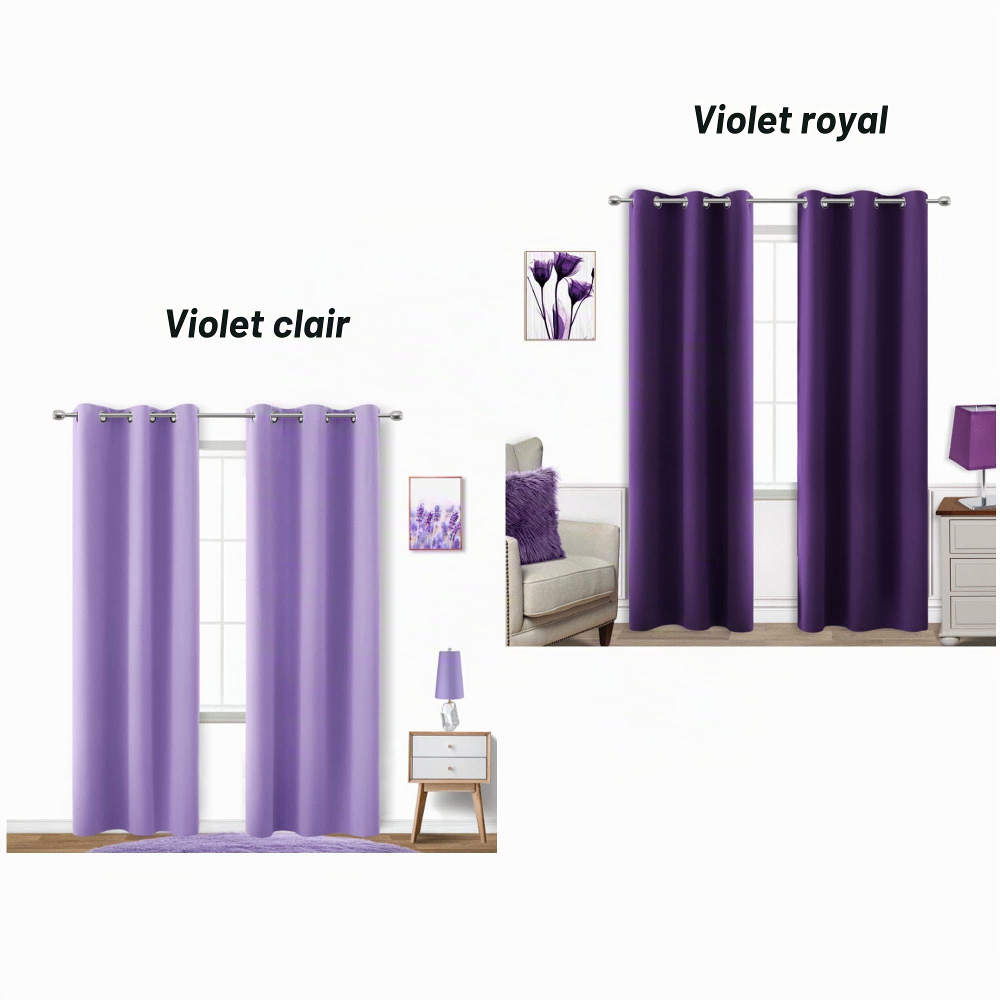 KOUFALL Lot de 2 Rideaux occultants à Isolation Thermique pour Chambre à Coucher de Fille, dortoir, Violet, Lilas, Violet, 106 x 160 cm de Long