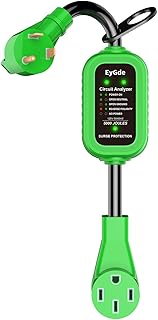 EyGde 30 Amp to 50 Amp RV Adapter with Surge Protector, Patented 5000Joules NEMA TT-30P to NEMA 14-50R RV Adapter Plug 16.3 Inch, Circuit Analyzer Power Guard for Camper Travel Trailer, Green