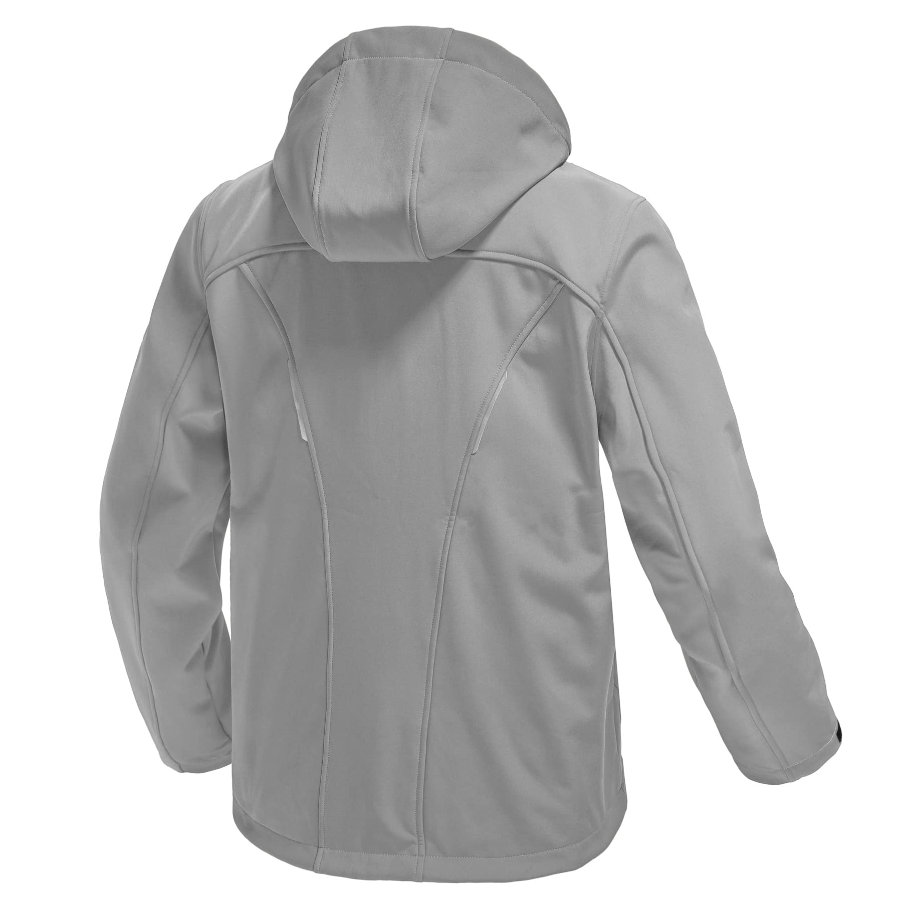 TBMPOY Men's Hooded Softshell Jacket Waterproof Windproof Ski Hiking Outerwear Fleece Lined Winter Coat Light Grey M