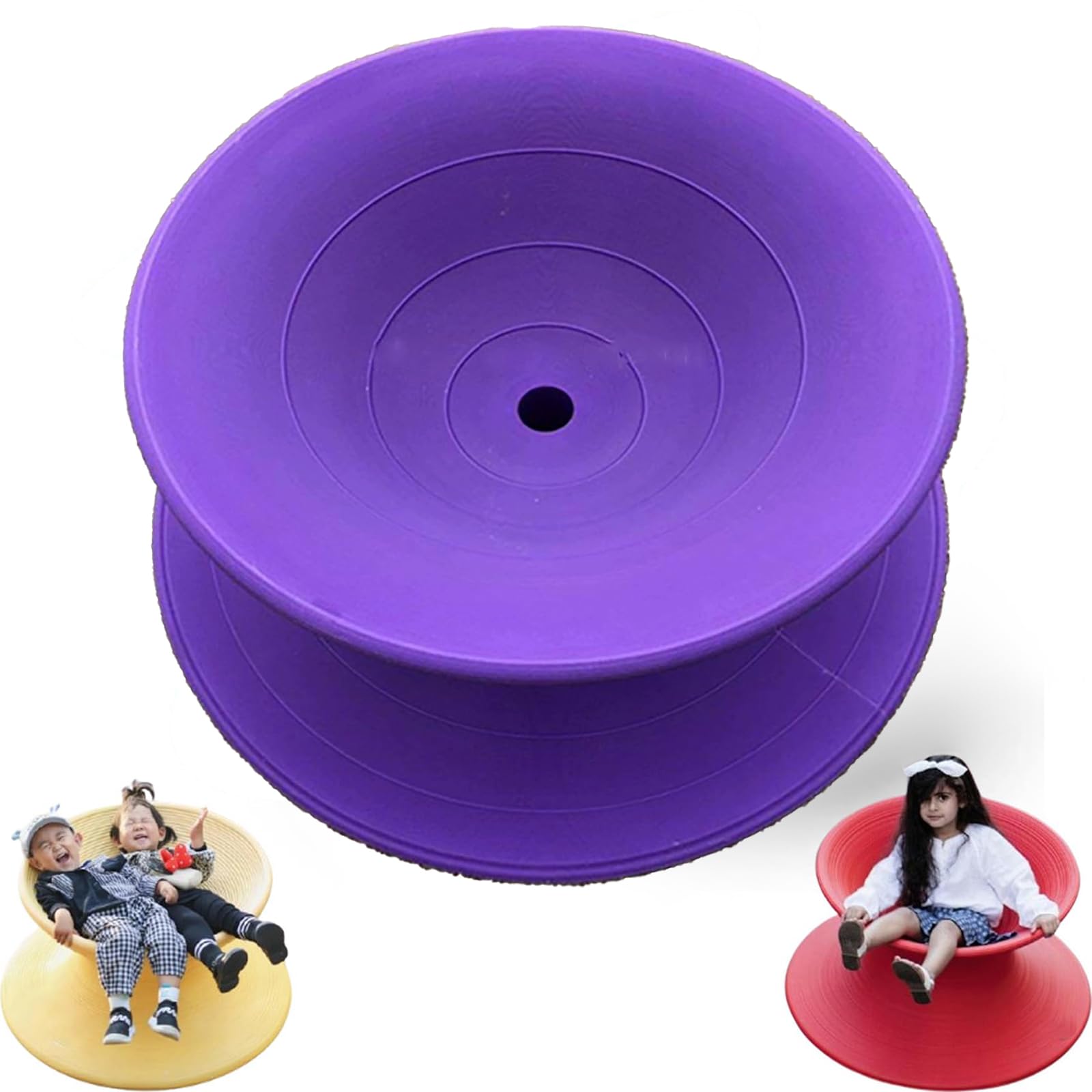 One-Piece Molded Gyro Swivel Chair, 360° Spinner Seat Recliner, Sensory Spinning Seat, Ergonomic Swivel Seat for Kids, Indoor Outdoor Sensory Equipment (Purple, 25inx17in)