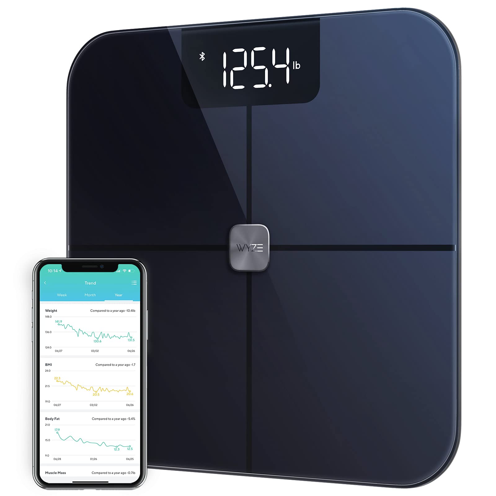 Wyze Scale for Body Weight Digital Bathroom Smart Scale for Body Fat BMI and Heart Rate 12 Body