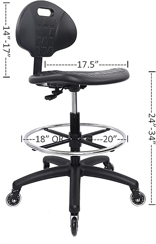 Miniatura 3 de Chair Master - Silla ergonómica antiestática de poliuretano ESD, altura ajustable, resistente, fácil de limpiar para investigación, laboratorio y